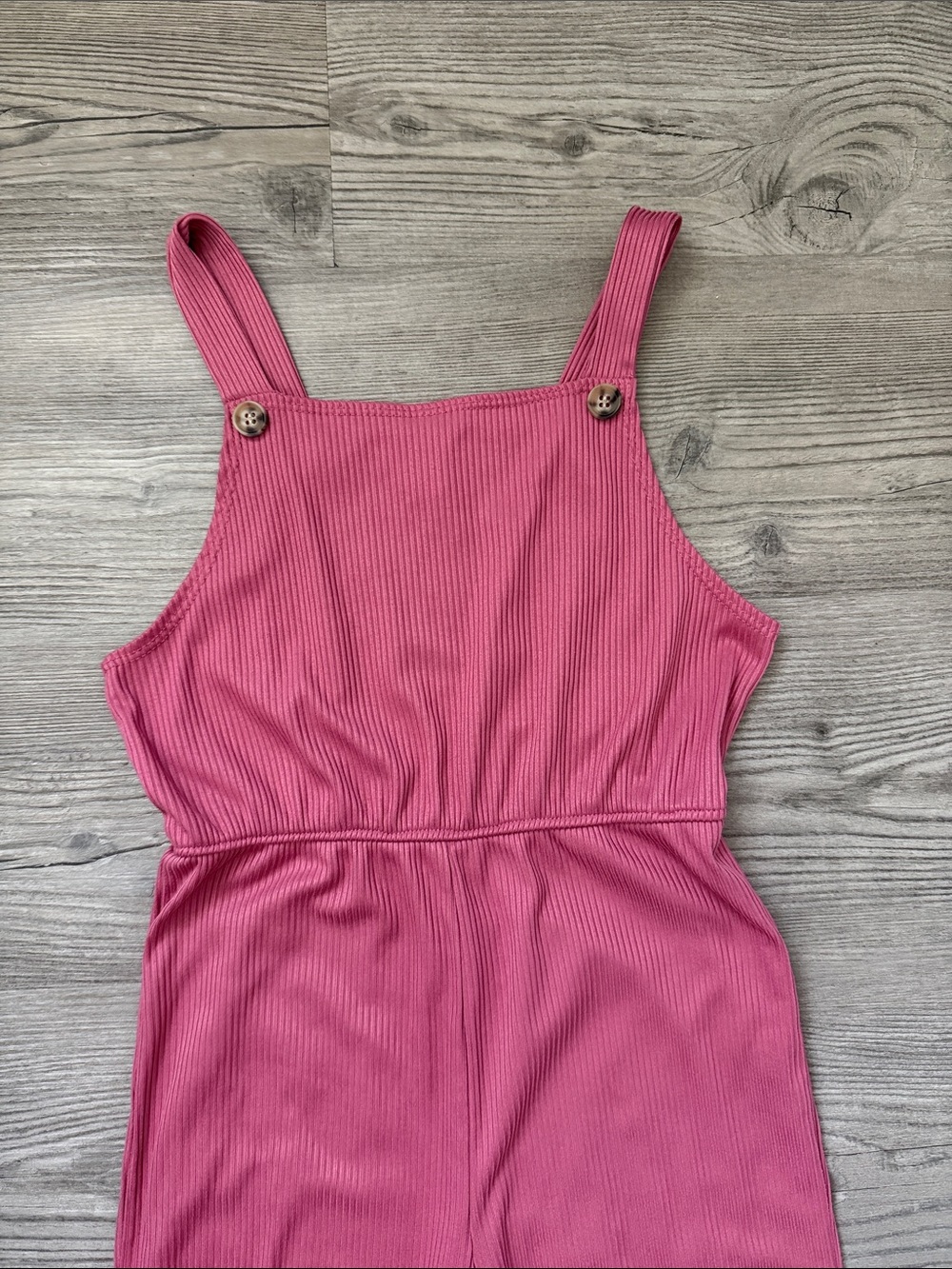 Ribbed Pink Kids Overalls Romper - Casual Playwear